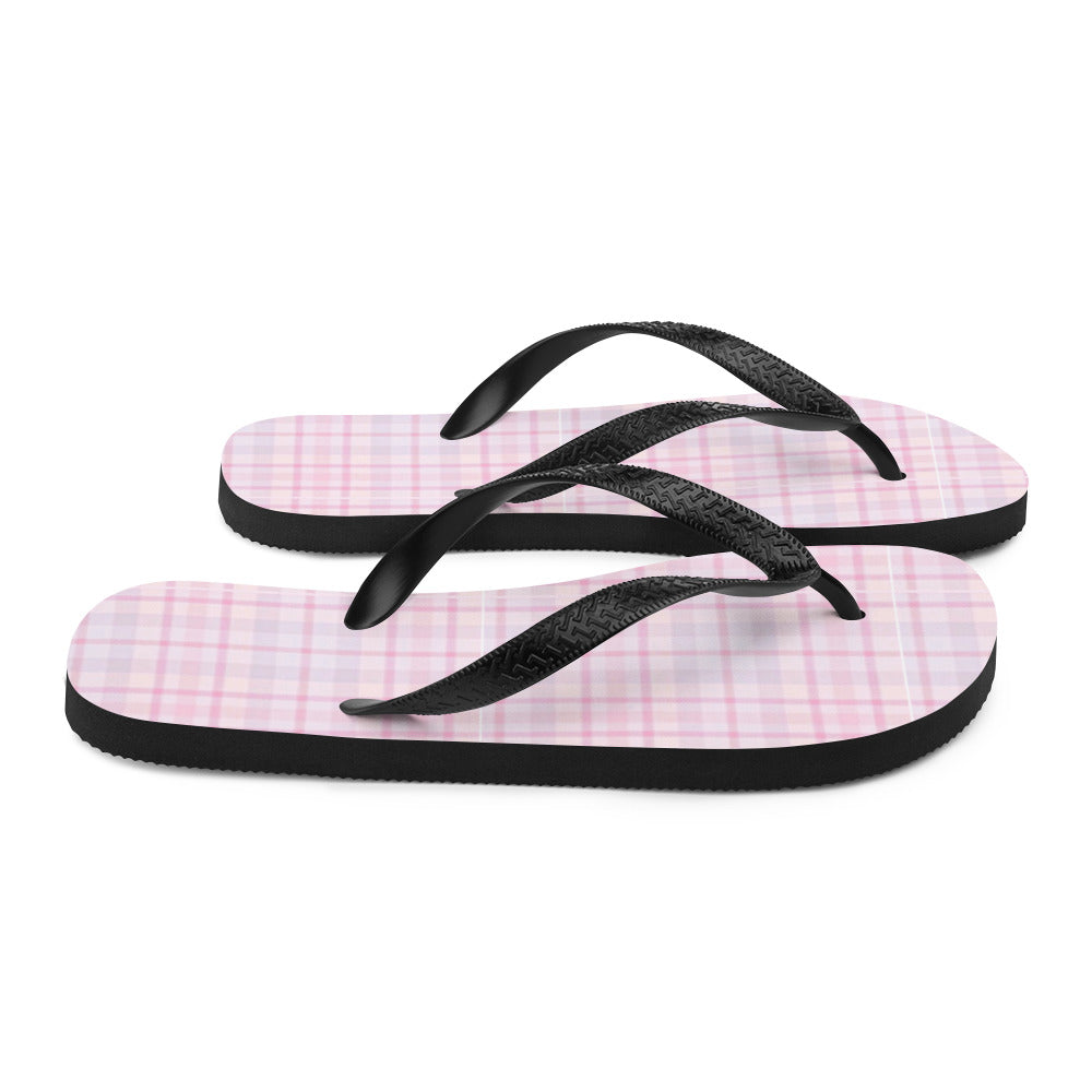 Plaid Pastel Pink Flip-Flops