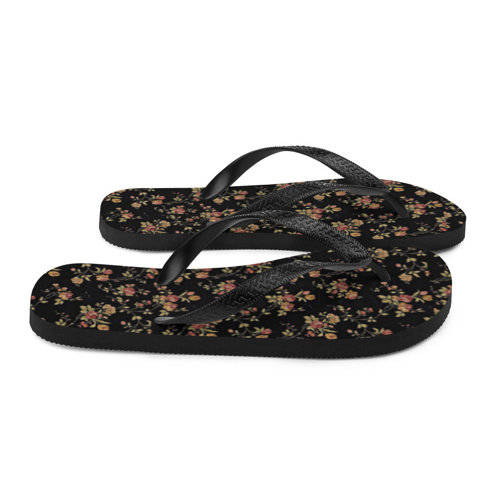 Women's Floral Black Flip-Flops