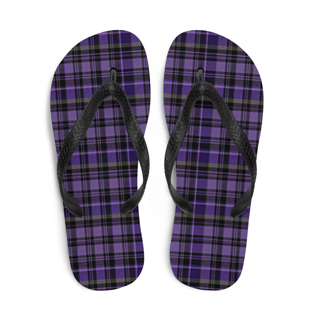 Women's Flip-Flops | Purple Black Plaid