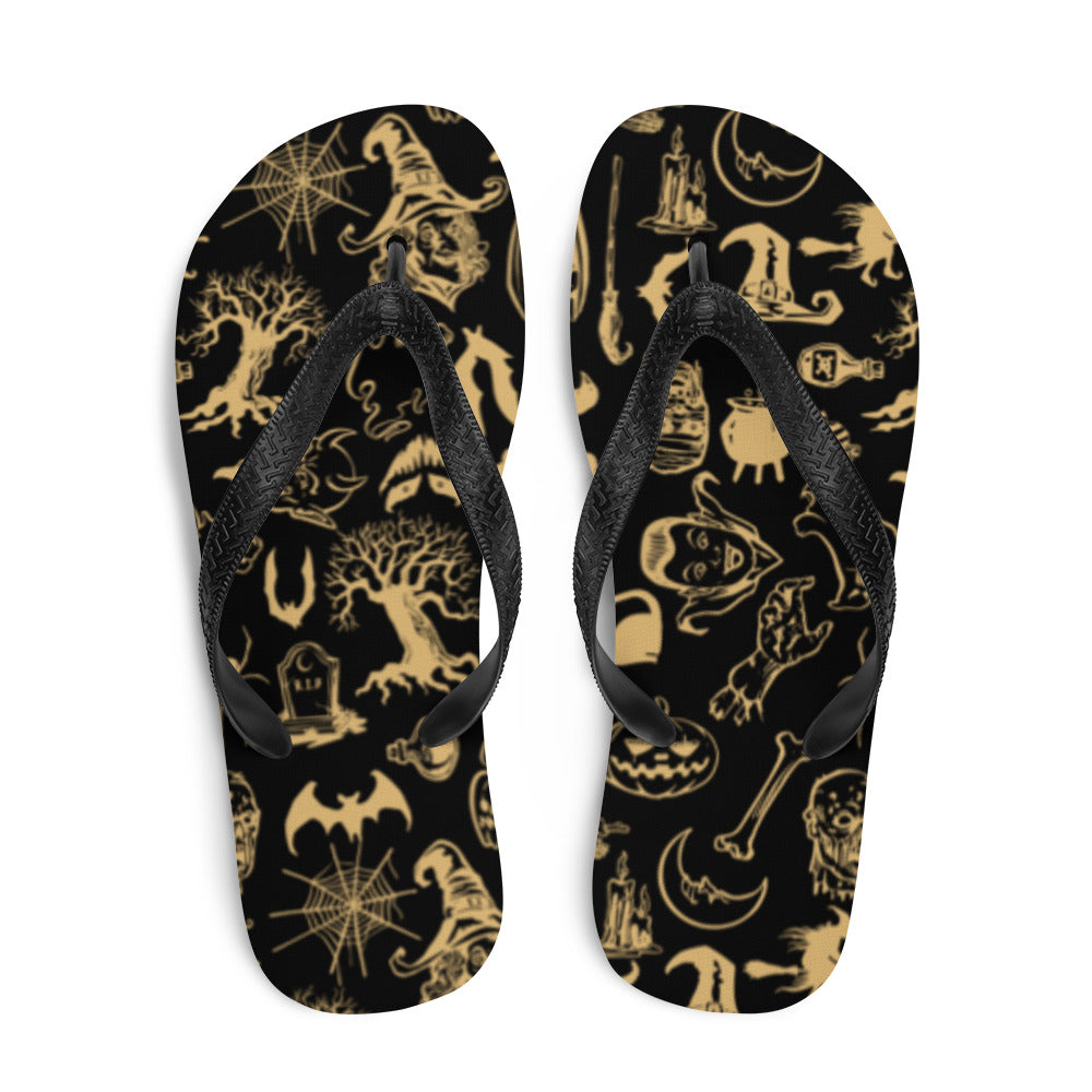 Vintage Witchy Women's Black Flip-Flops