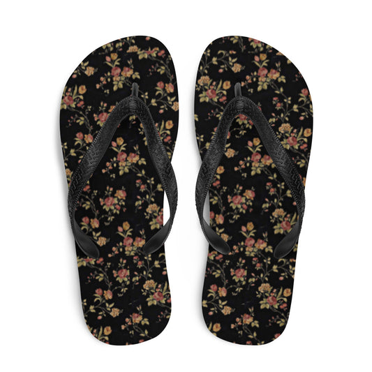 Women's Floral Black Flip-Flops