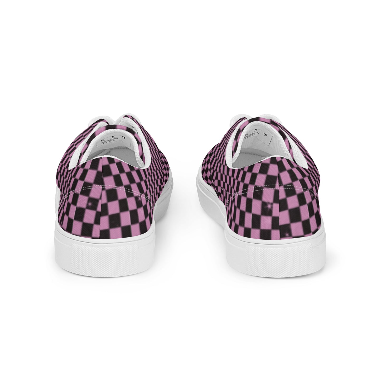 Women’s Pink Checkered Retro Y2K Lace Up Tennis Shoes