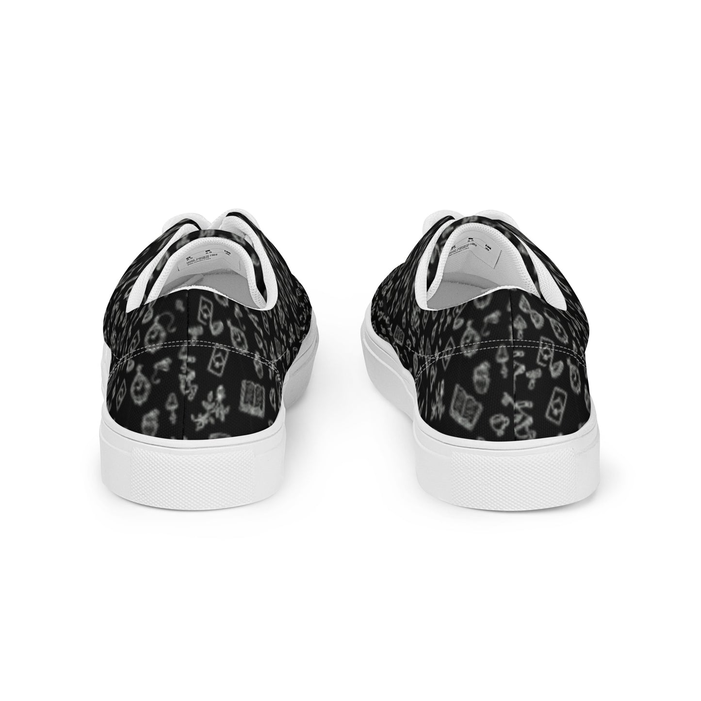 Women’s Black and White Alice in Wonderland Themed Lace Up Tennis Shoes Product