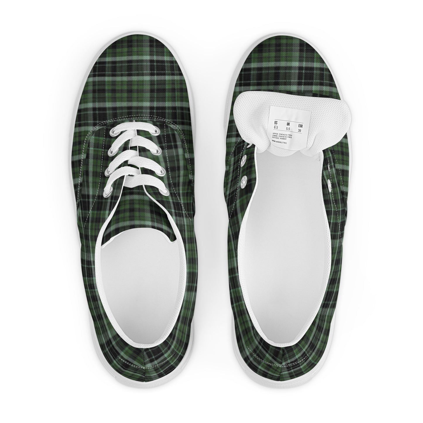 Women’s Green Black Plaid Lace Up Shoes