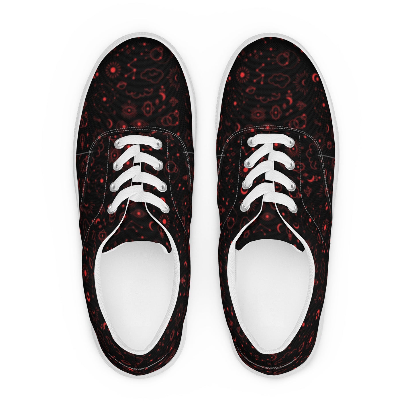 Women’s Black and Red Celestial Goth Lace Up Tennis Shoes