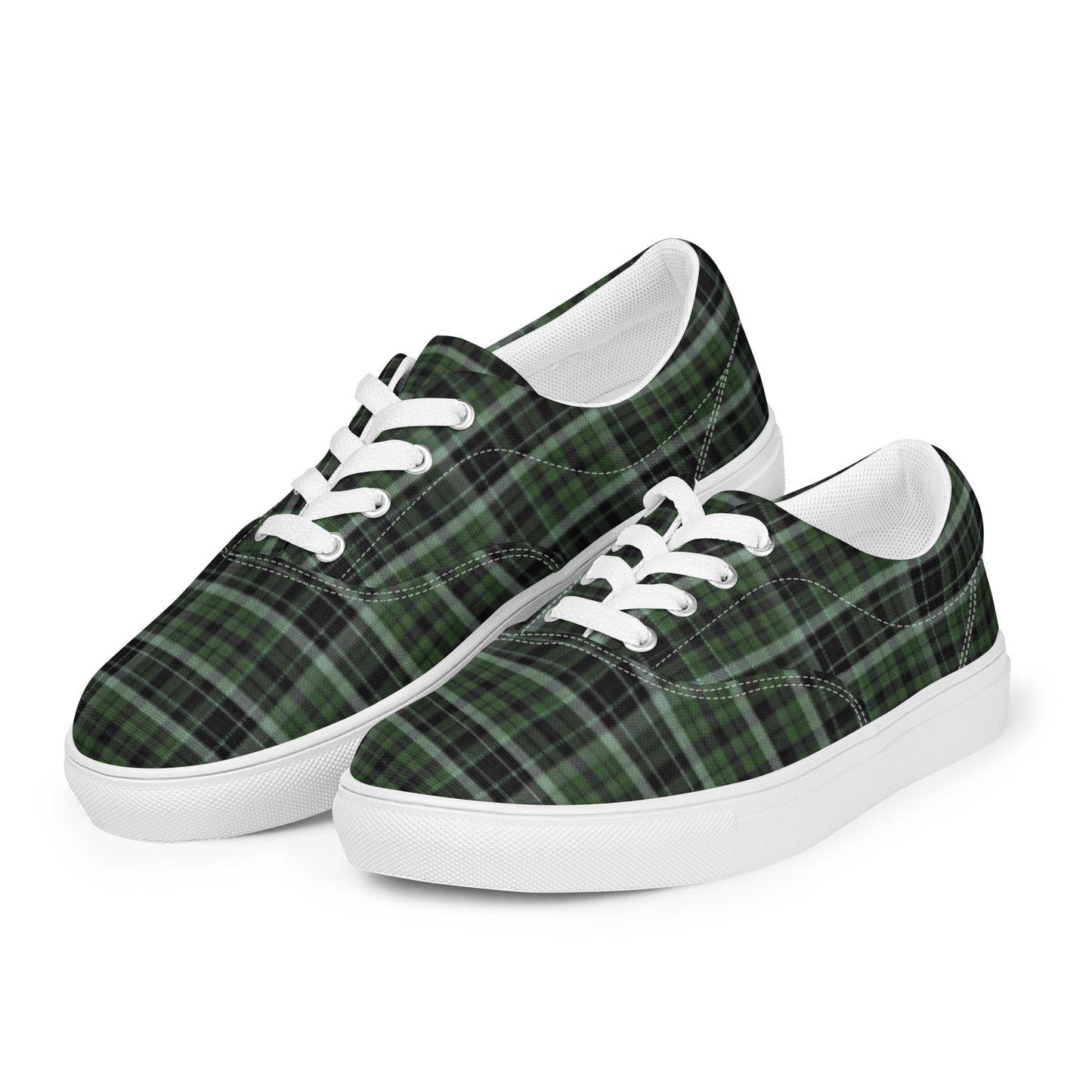 Women’s Green Black Plaid Lace Up Shoes