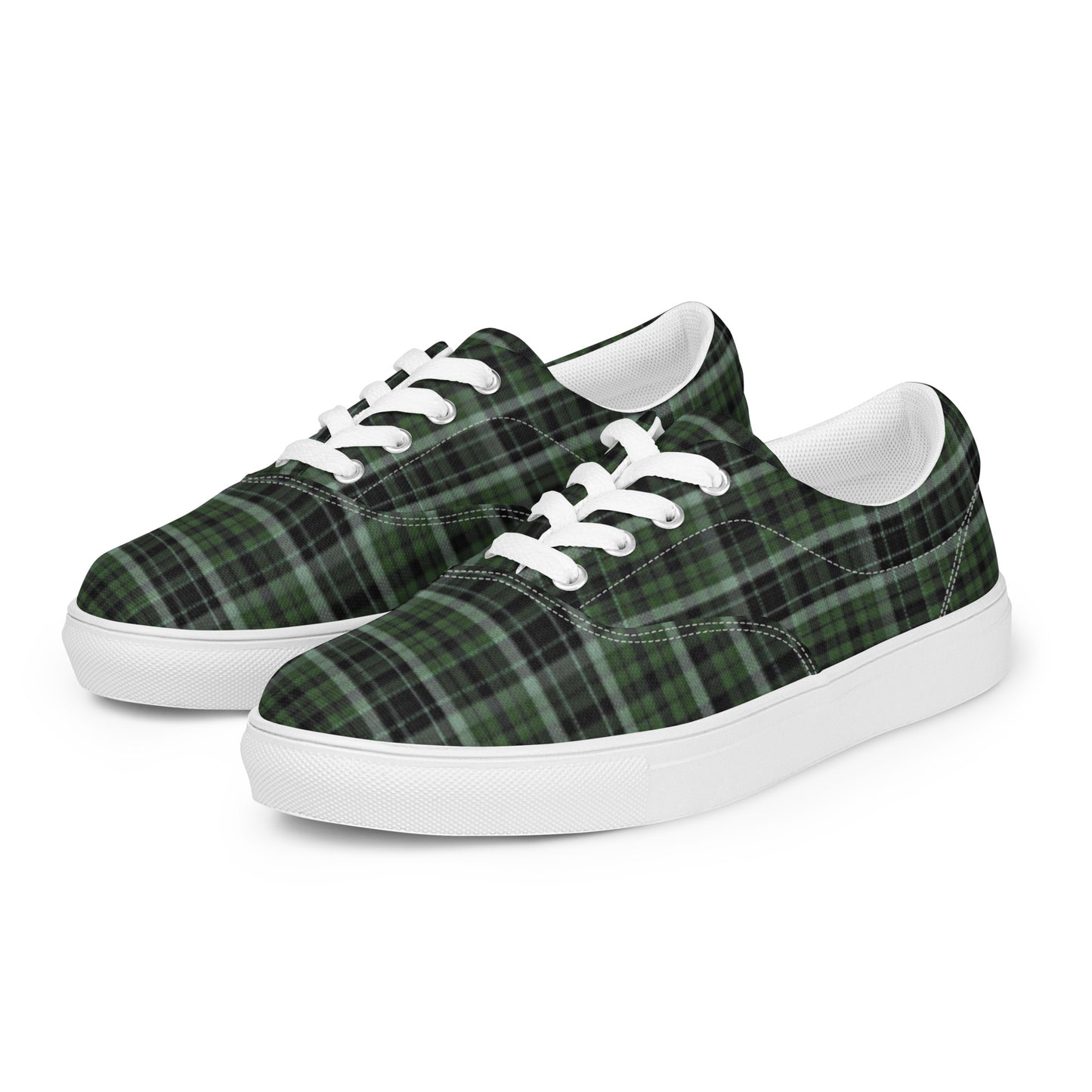 Women’s Green Black Plaid Lace Up Shoes