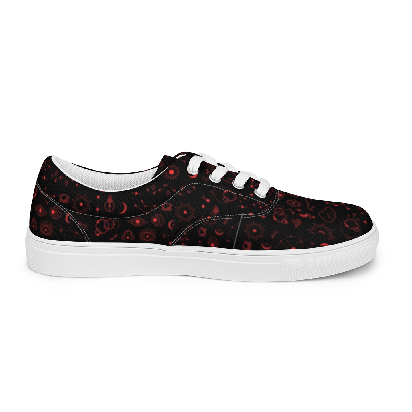 Women’s Black and Red Celestial Goth Lace Up Tennis Shoes