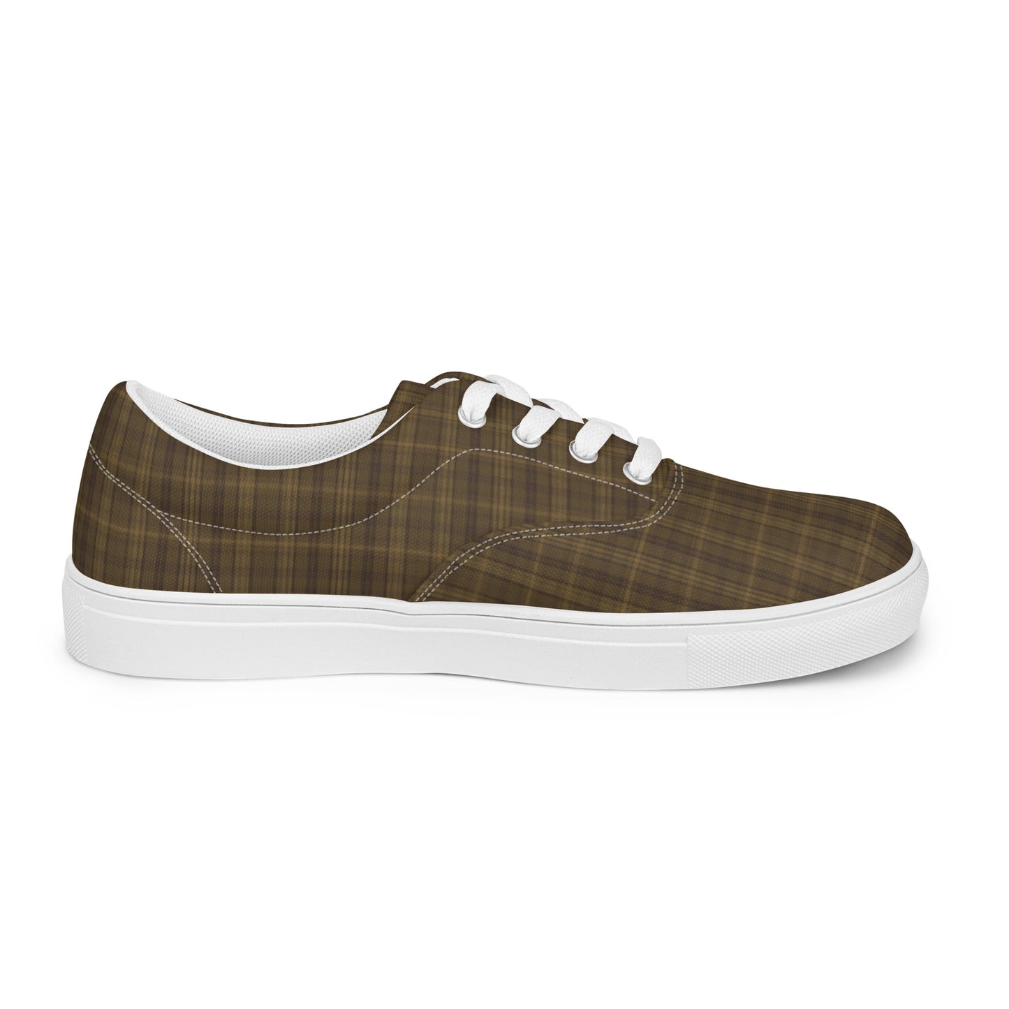 Women’s Brown Plaid Retro Lace Up Tennis Shoes