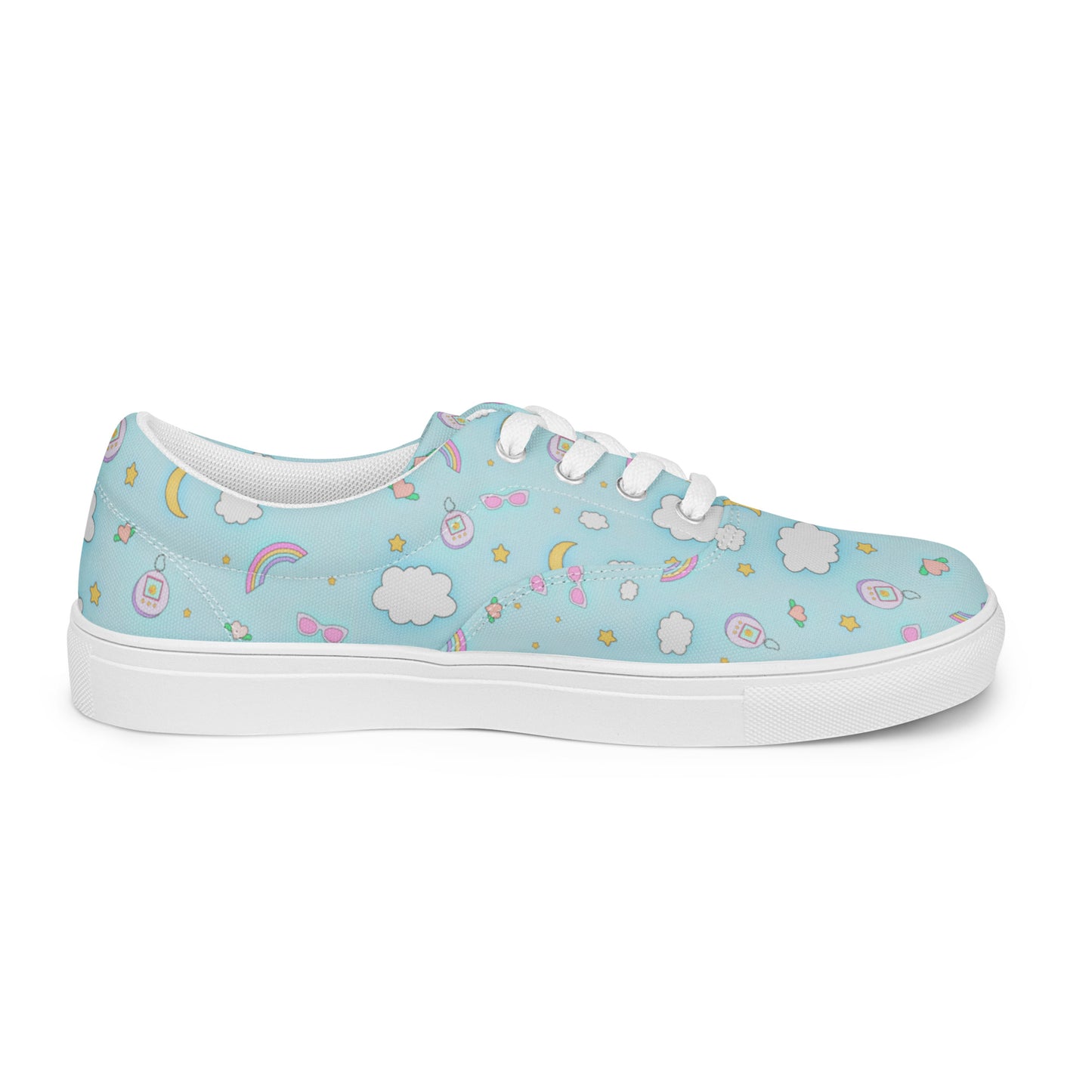 Women’s Lace-up Canvas Sneakers | Pastel Blue Retro Kawaii