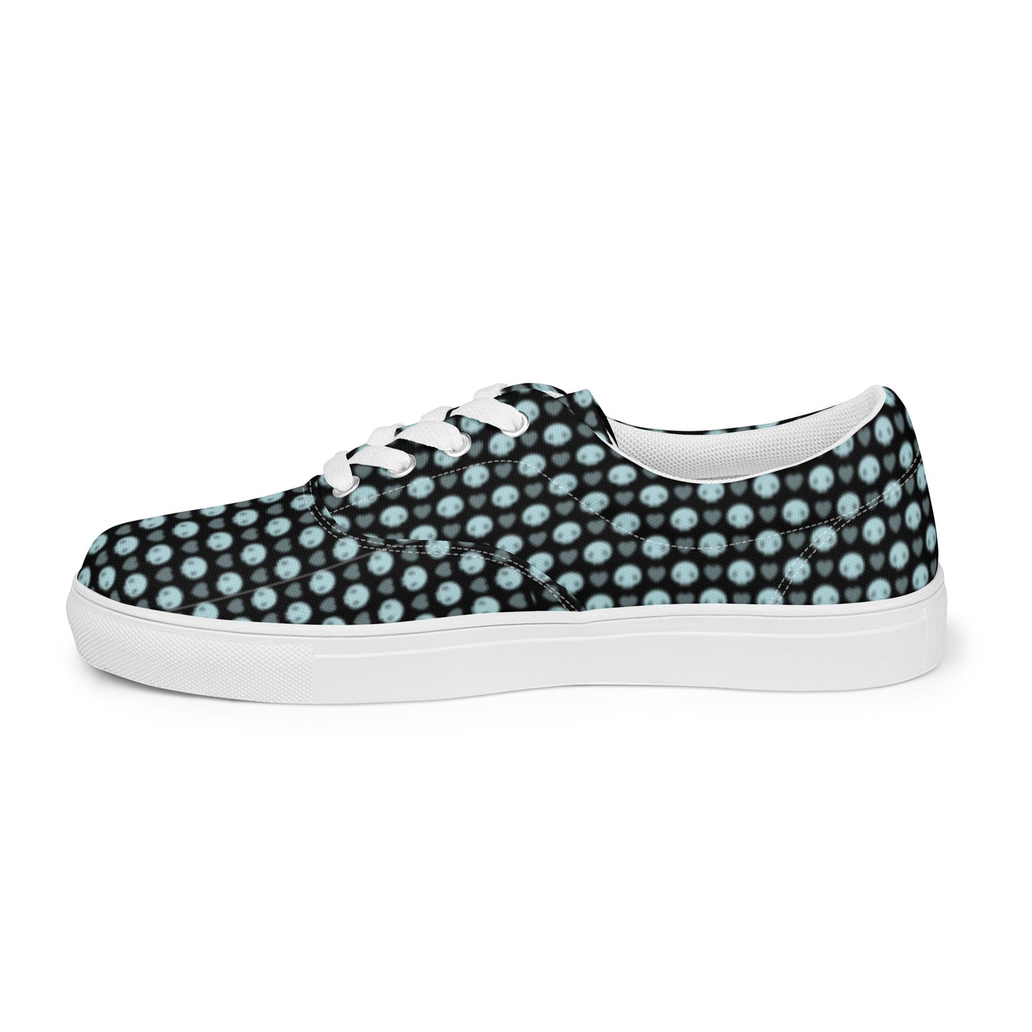 Women’s Pastel Blue Skulls Kawaii Lace Up Tennis Shoes