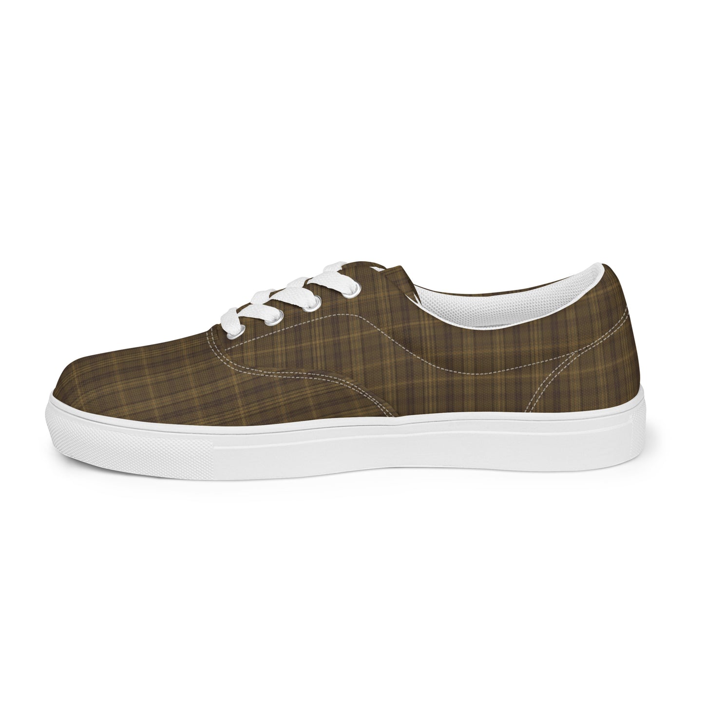 Women’s Brown Plaid Retro Lace Up Tennis Shoes