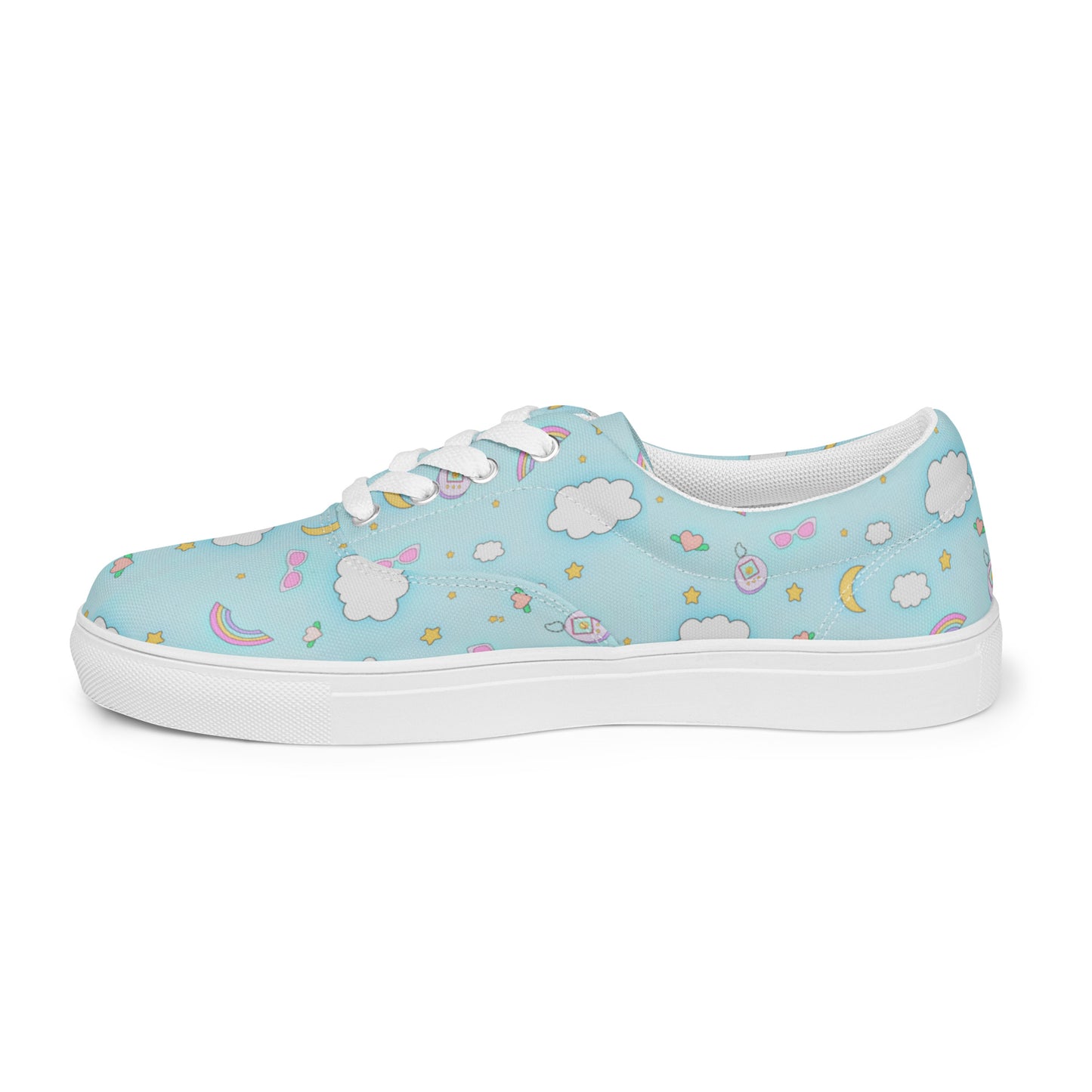 Women’s Lace-up Canvas Sneakers | Pastel Blue Retro Kawaii