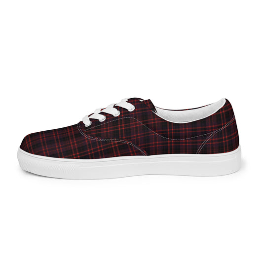 Women’s Red Plaid Lace Up Tennis Shoes