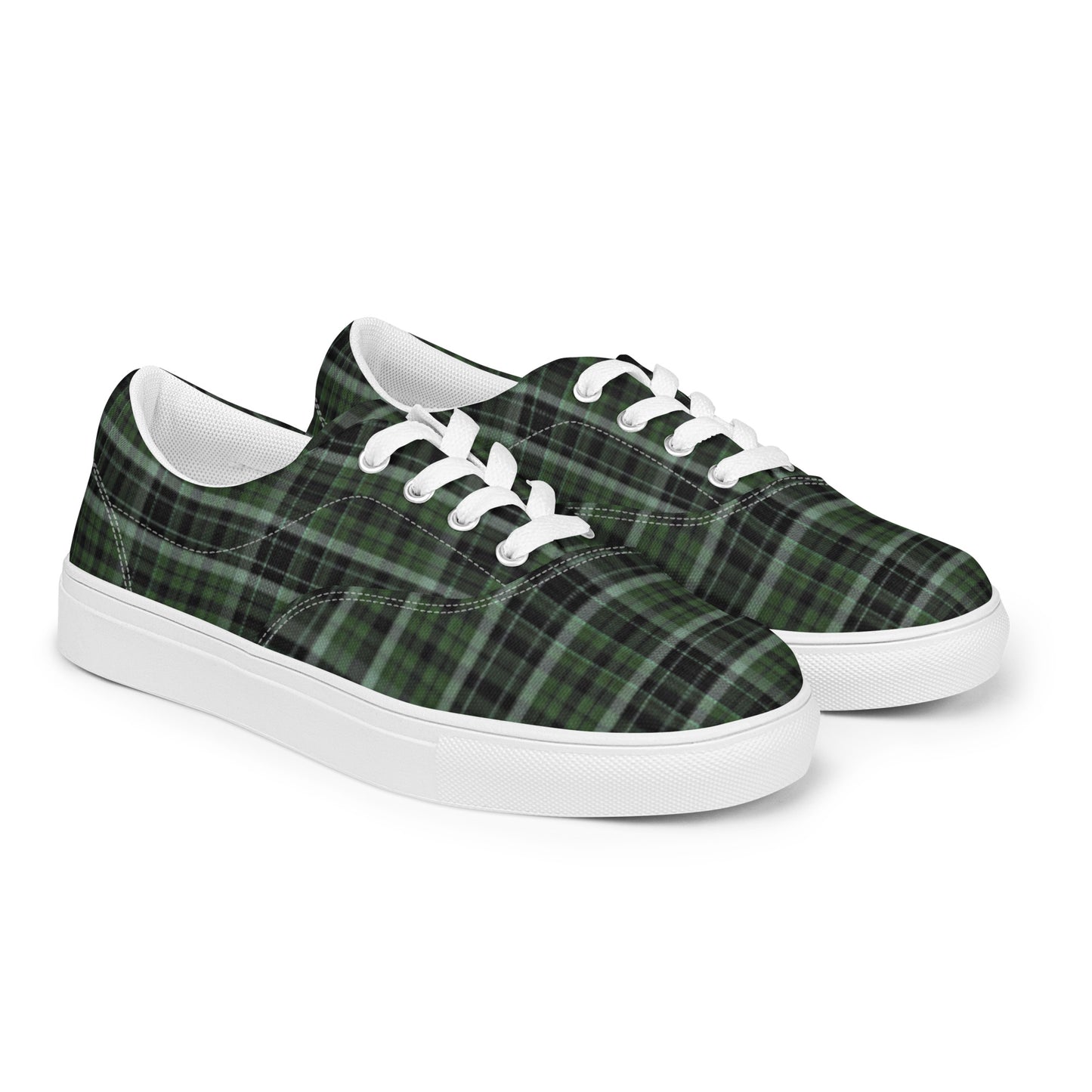 Women’s Green Black Plaid Lace Up Shoes