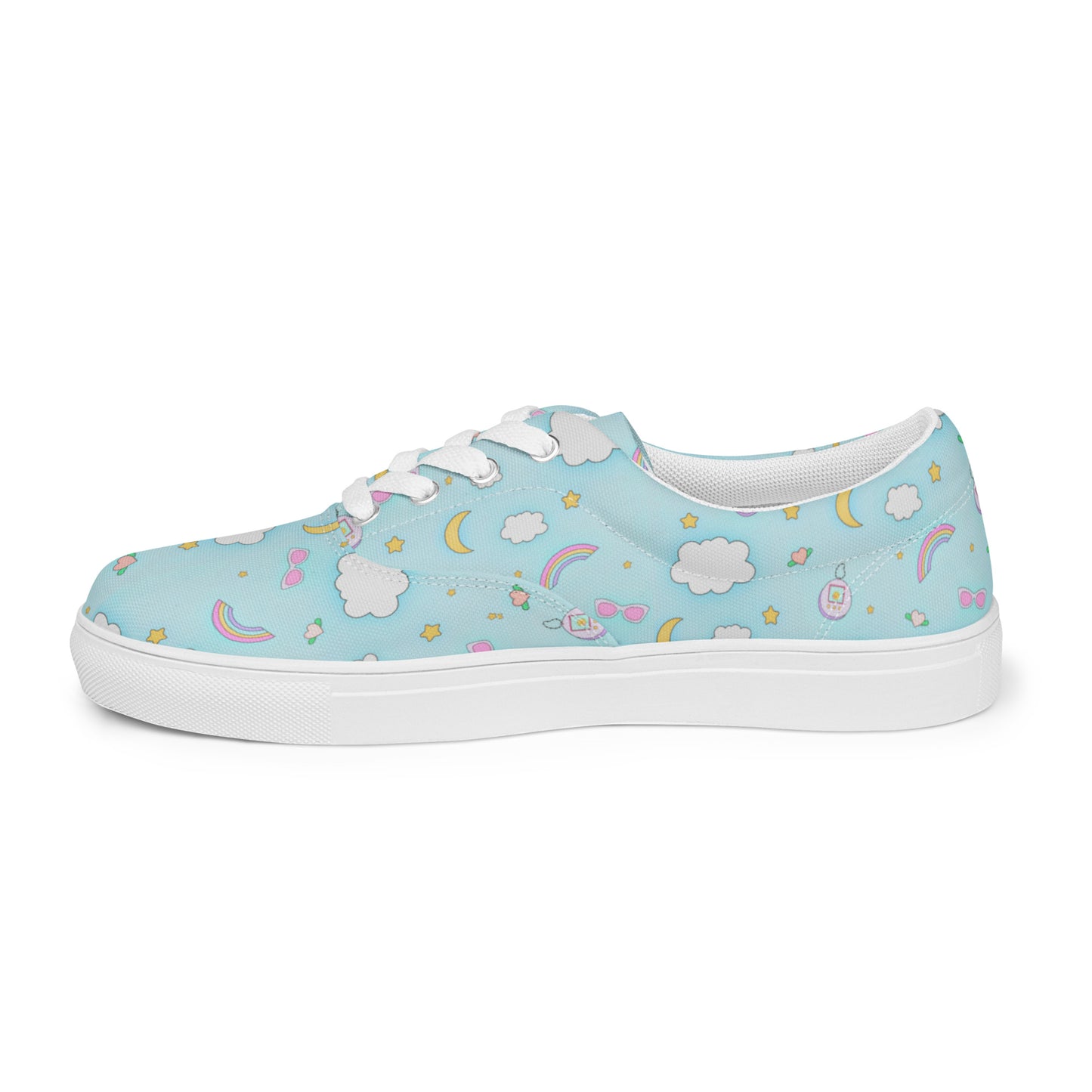 Women’s Lace-up Canvas Sneakers | Pastel Blue Retro Kawaii