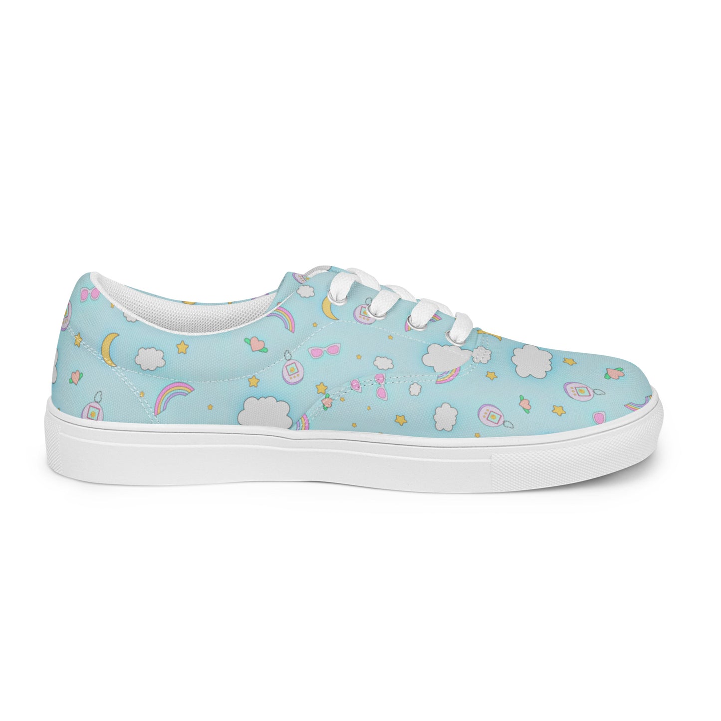 Women’s Lace-up Canvas Sneakers | Pastel Blue Retro Kawaii