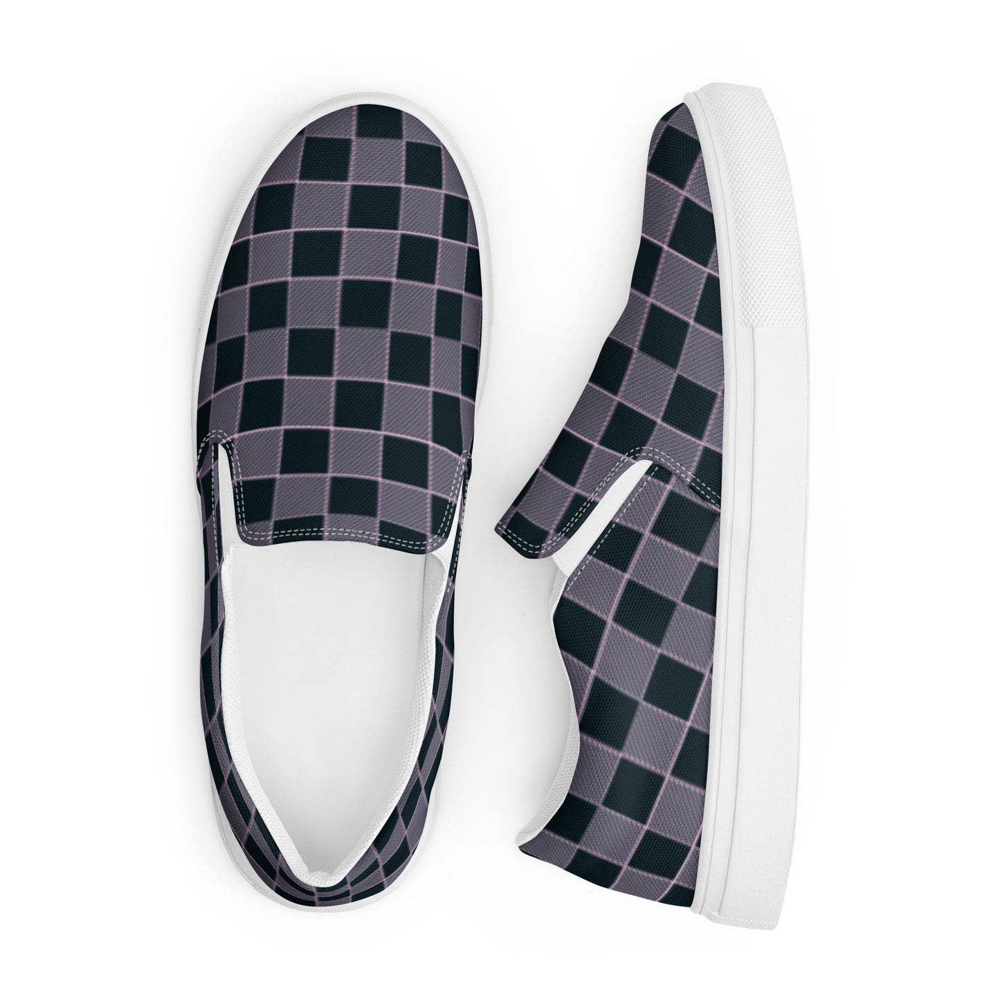 Women’s Pink Black Plaid Slip-On Tennis Shoes