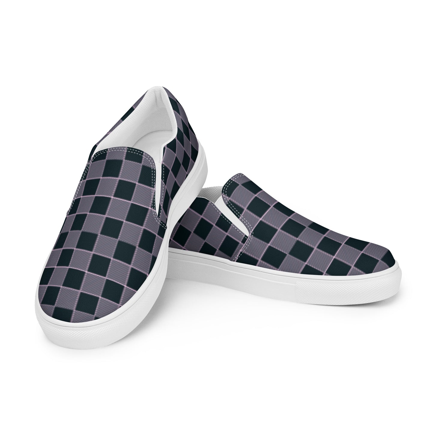 Women’s Pink Black Plaid Slip-On Tennis Shoes