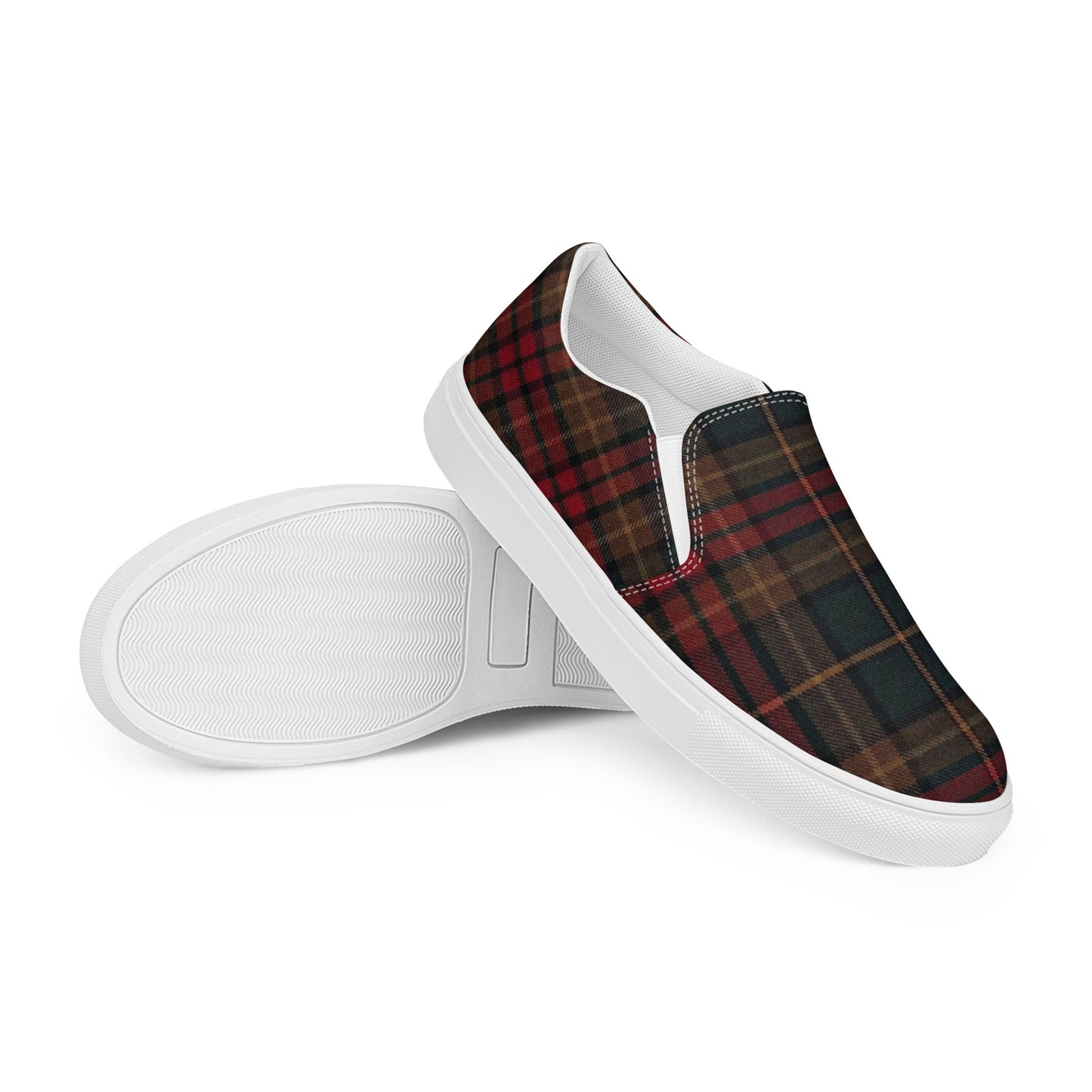 Women’s Red Plaid Dark Plaid Slip-on Canvas shoes